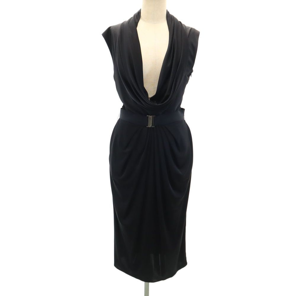 La Petite S イギリス製 ノースリーブ ドレープ ロングワンピース 38 ブラック レディース 6,954円