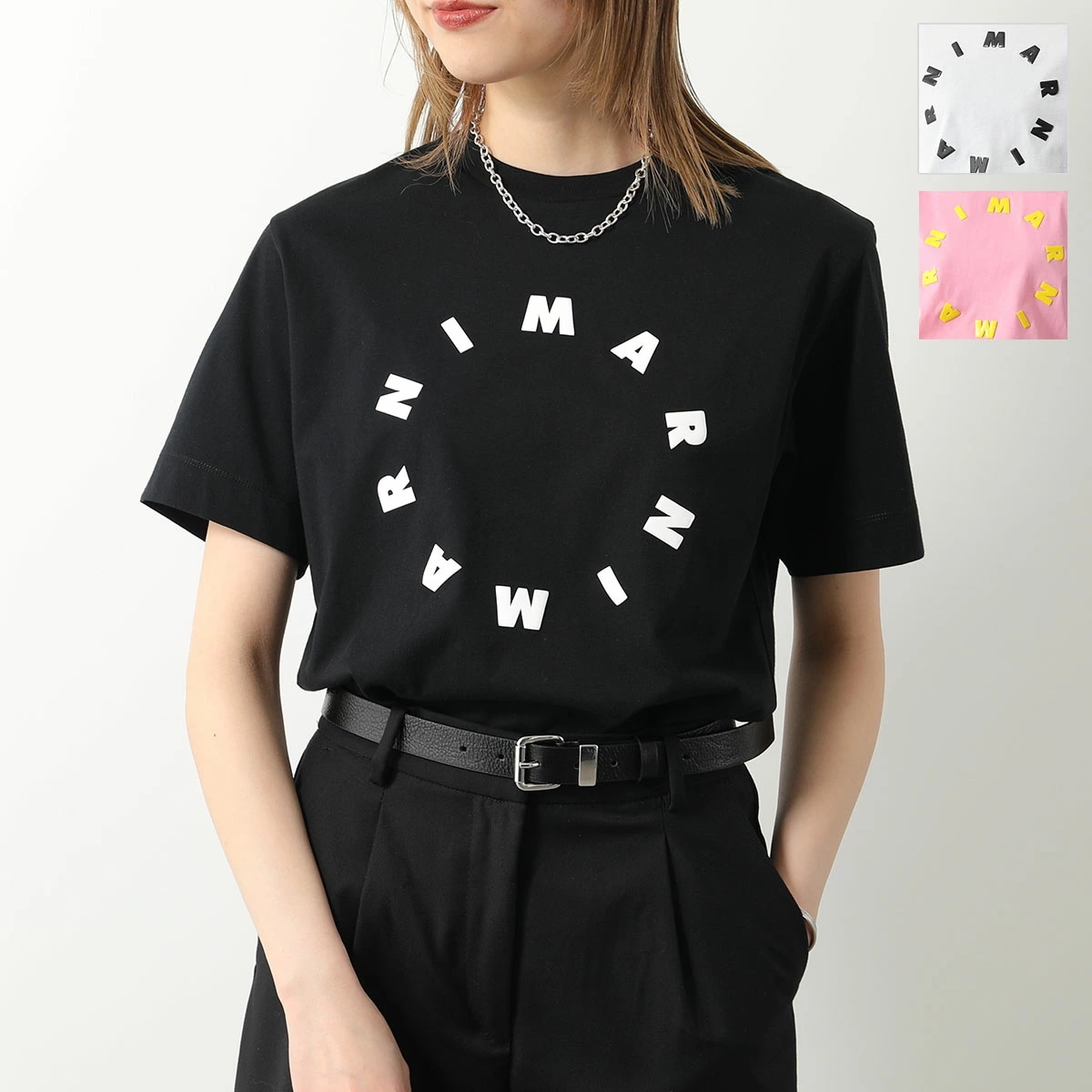 MARNI KIDS マルニ キッズ Tシャツ M01069 M00L9 レディース ガールズ 半袖 カットソー ロゴT サークルロゴ クルーネック コットン カラー3色