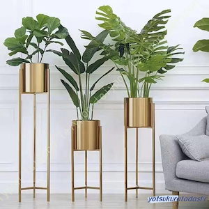 プランタースタンドゴールドプランターベースアイアンフラワーベースフラワースタンド花台スリム花瓶フラワーポット鉢置き鉢台