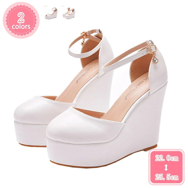 1000円OFFクーポン シューズ ブライダルシューズ ストラップ ヒール 12cm/10.5cm 白 厚底 結婚式 靴 レディース フォーマル ウェディング ウエディングシューズ ウェッ アンクルス