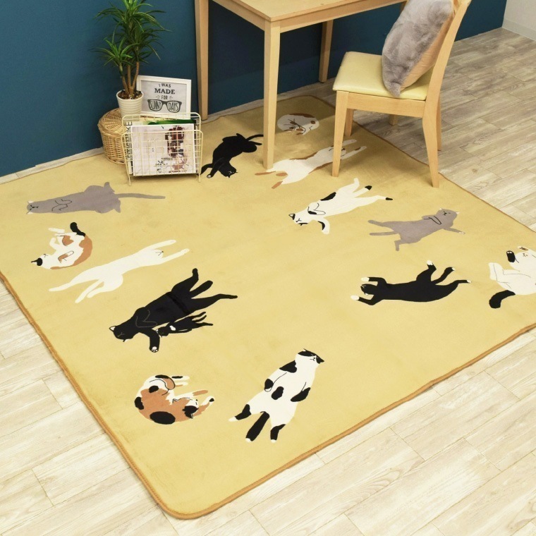ラグ 洗える ラグマット カーペット 猫 約185×185cm 2畳 おしゃれ 厚手 15mm 猫柄 ホットカーペット 対応 雑貨 オールシーズン 夏 フランネル 猫の日 三毛猫 インテリア かわいい 6,151円
