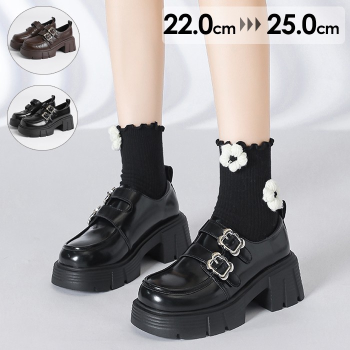 22.0~25.0cm 厚底ローファー レディース 卒業式 JK ブラック ブラウン ローファー 厚底 女の子 黒 カジュアル ジュニア 通勤 ビジネス フォーマル スクールローファー 歩きやすい 防