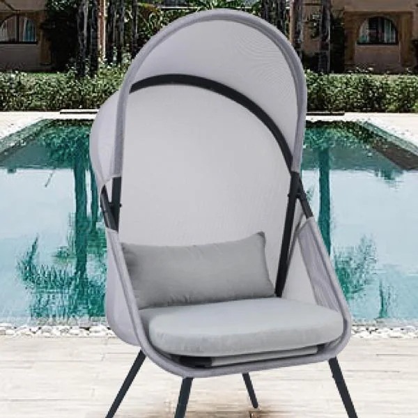 折りたたみチェア 折り畳み チェアー リビング 屋内 屋外 アウトドア キャンプ 庭 ガーデニング テラス ベランダ 屋上 グランピング 椅子 屋根付き クッション