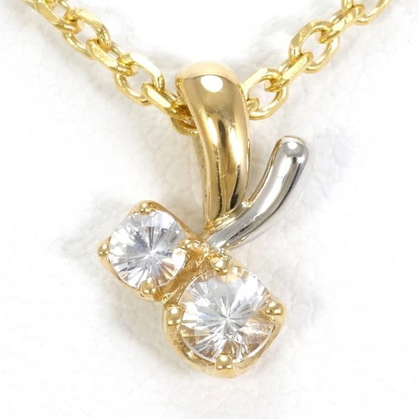 PT900 プラチナ K18YG ネックレス ホワイトサファイア 約40cm ジュエリー 中古