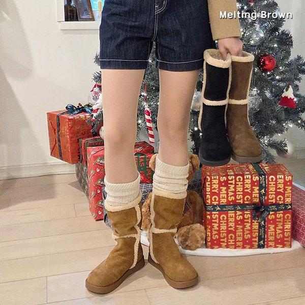 女性ミドルブーツ スエード ファーブーツ SS06