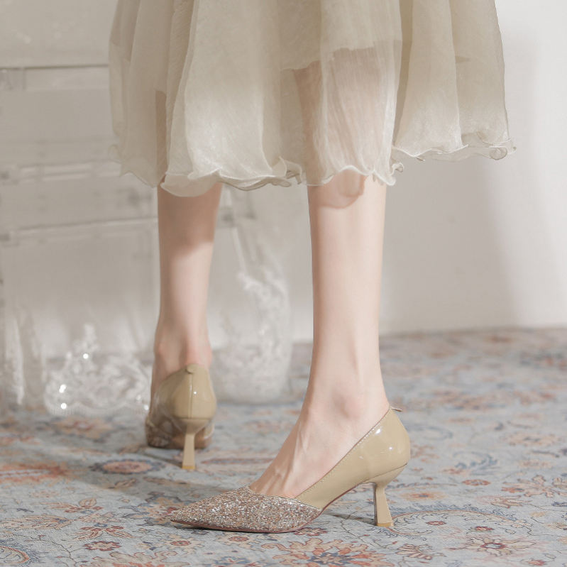 500円OFFクーポン レディース パンプス おしゃれ 美脚 ハイヒール ピンヒール エナメル キラキラ 歩きやすい エレガント ヒール7cm パーティードレス 通勤 結婚式 お呼ばれ 小さいサイズ