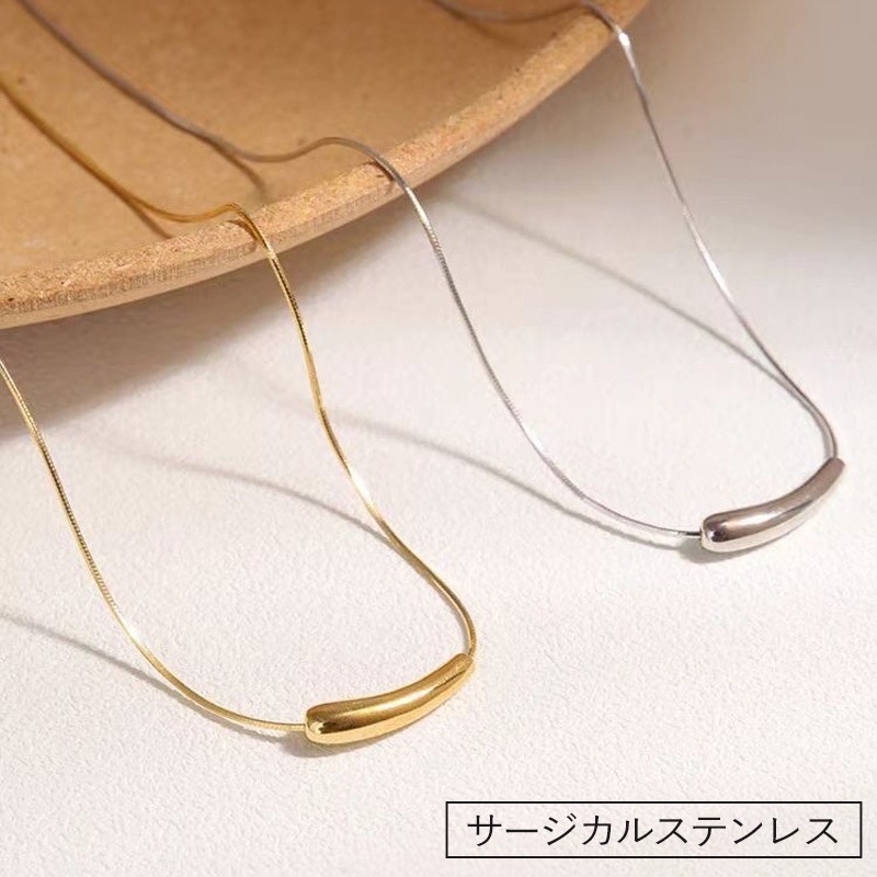 ドロップチェーンネックレス レディース ステンレス製 サージカルステンレス サークル アレルギー対応 金属アレルギー 金 ゴールド 銀 シルバー 結婚式 パーティー 安心 ブランド プレゼント 20