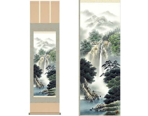 開運掛軸 【幽山渓谷】 鈴村秀山 筆 [ 収納箱 10年保証 品質保証付き 31×89 開運掛軸 開運 和 国産 鮮やか 受注生産 床の間 和風 掛け軸 日本製 名画 縁起物 プレゼント 画寸 無