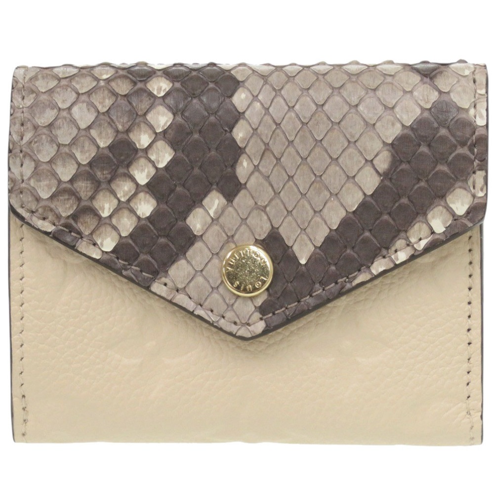 新品同様 ポルトフォイユ ゾエ モノグラム アンプラント N96319 三つ折り財布 パイソン/レザー アイボリー LV 1596【中古】 レディース
