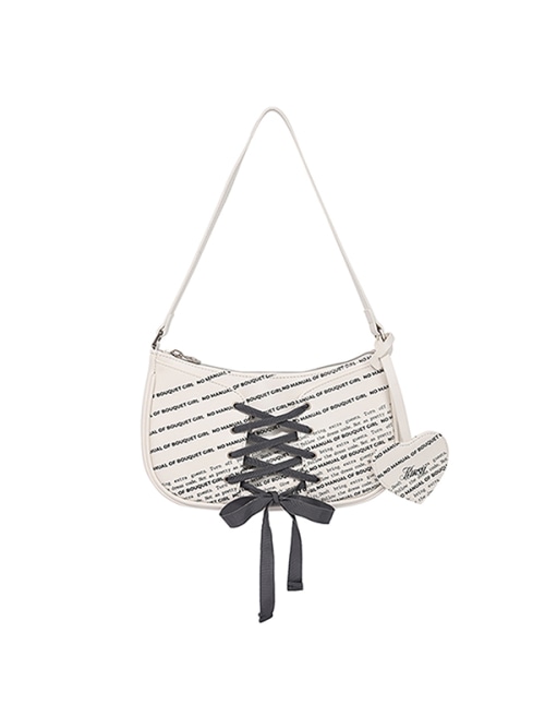 PRINTING LACE UP POINT HANDBAG