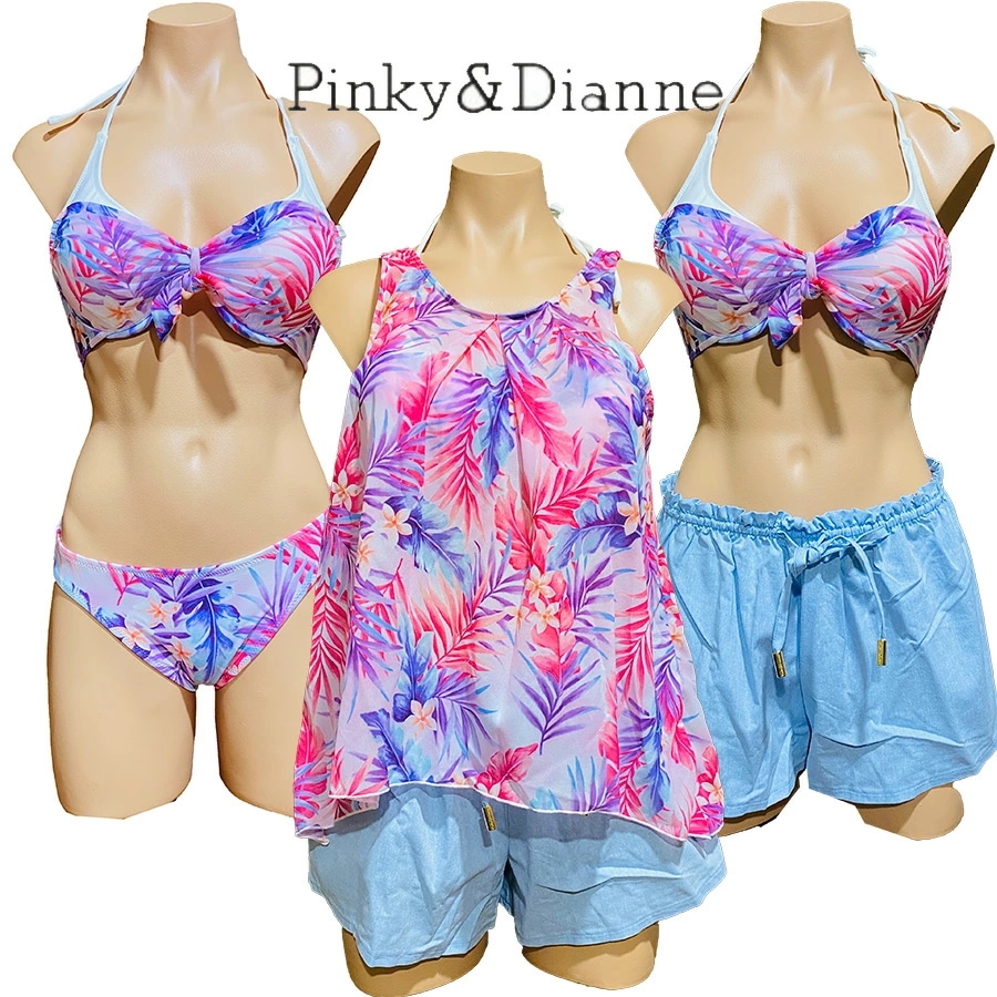 キャンペーン定価１８７００円 水着 レディース タンキニ 水着 PINKY&DIANNE ピンキー&ダイアン タンキニ水着 体型カバー 4点セット ショートパンツ パンツセット ホルターネック ビキニ 5,650円