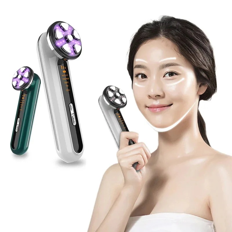 【自宅で美容】小型 多機能美顔器 シワ対策 肌引き締め 4段波 韓国RF造顔技術 EMS微電流 4色LED美肌 音波振動 イオン導入 毛穴ケア ミニ スキンケア コスメ コスメティック メガ割 母の日