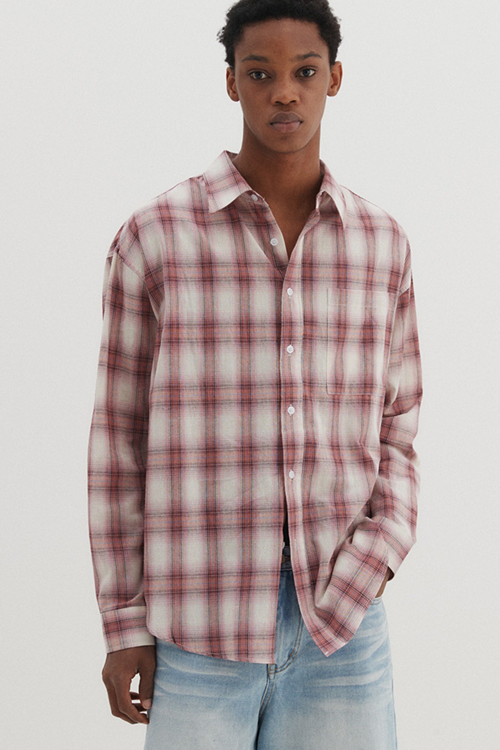 【DNSR】 ESSENTIAL CHECK SHIRT : PINK