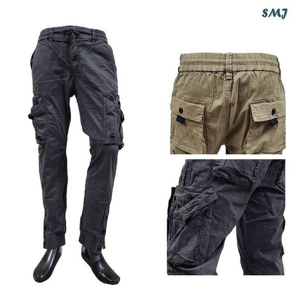SMJ393 プレミアム カーゴパンツ ジョガー スパン 立体ポケット メンズ コットンパンツ