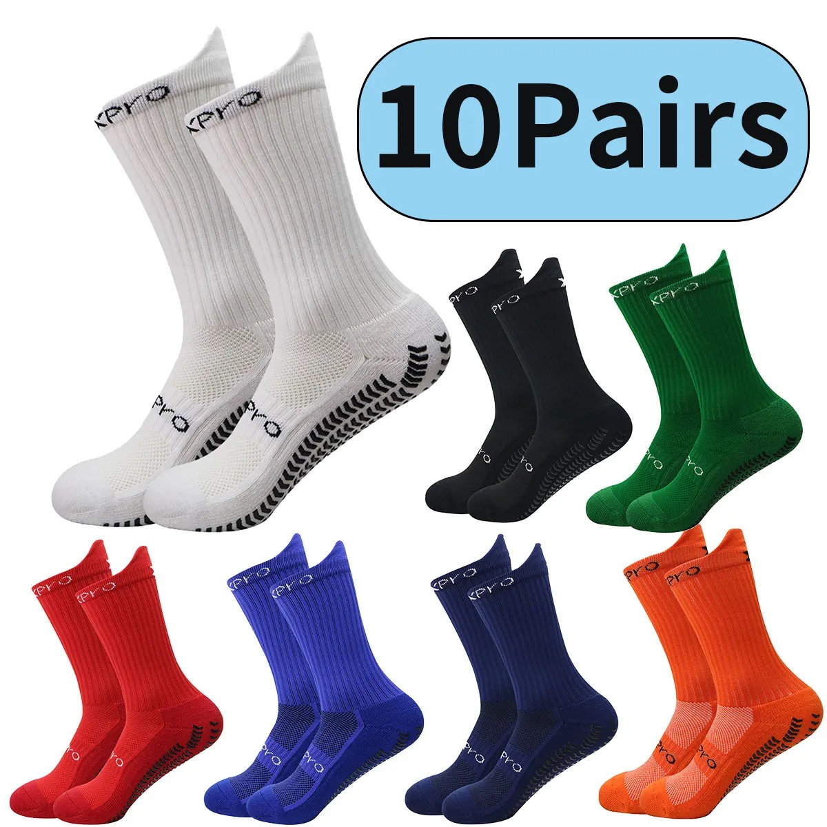 男性と女性のためのサッカーソックス 滑り止め シリコン サッカー 野球 アウトドアスポーツ ヨガ 新しいコレクション 1セットあたり10ペア