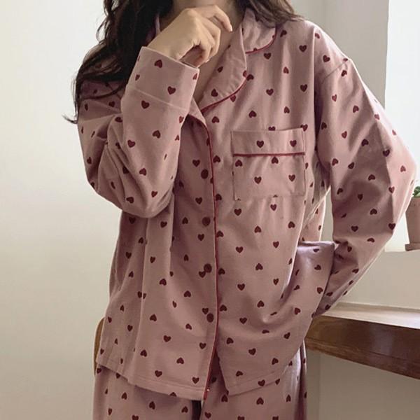 パジャマ レディース 長袖 ルームウェア 秋冬 上下セット 可愛い お洒落 2点セット 部屋着 寝巻き 前開き