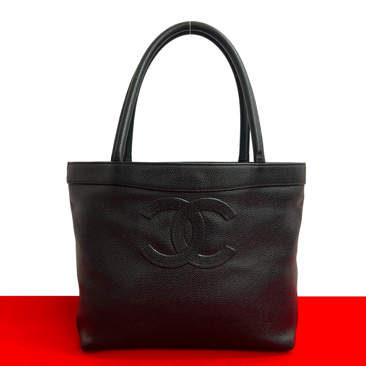 ヴィンテージ ココマークトートバッグ マットキャビアスキン ブラック 36884