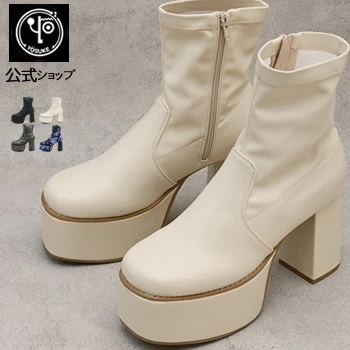 【公式SHOP特典キズ補修液付】 ヨースケ 厚底ブーツ レディース ストレッチブーツ 10cm 厚底ヒール