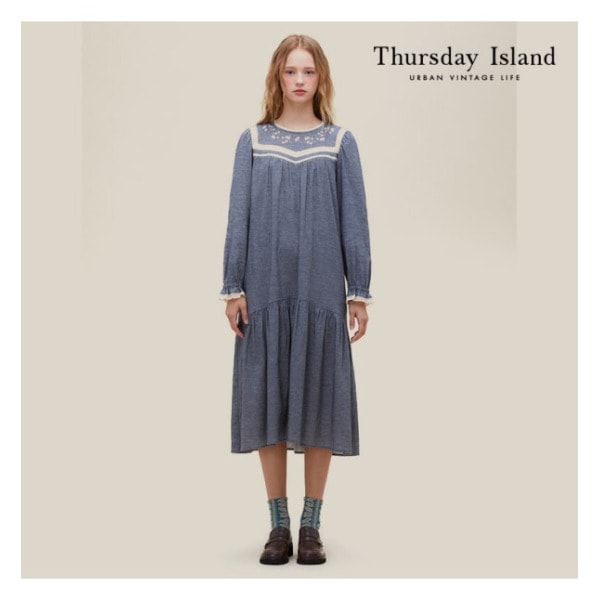 Thursday Island レース 刺繍 ブロック ワンピース(T226MOP158W)