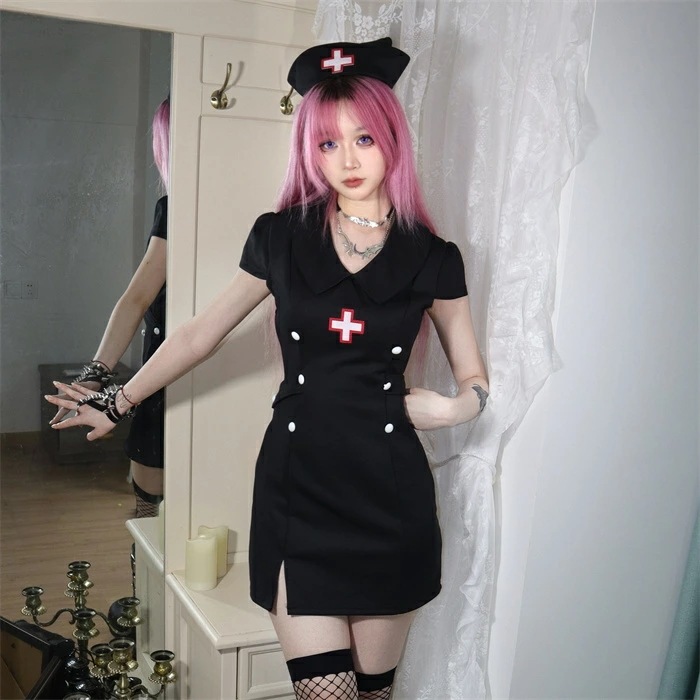 【78】超低.価.格!ナース服 セクシー コスプレ ハロウィン コスチューム コスプレ 仮装 ナース 看護婦 女医 医者 なりきり ドクター 黒 セクシー 大人コスプレ衣装 かわいい 大人用