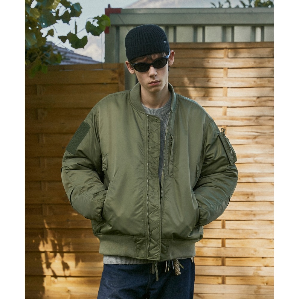 FLUKE アルファポケットパッチリバーシブル MA-1 ジャケットカーキ FJK108