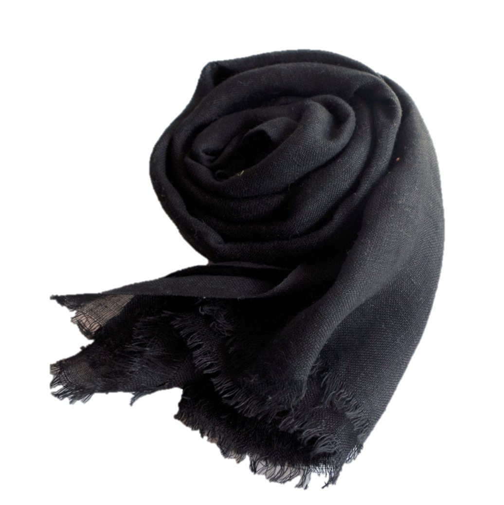 [.a all over the world] ストール リネン 100% 大判 麻 ストール レディース (ブラック)