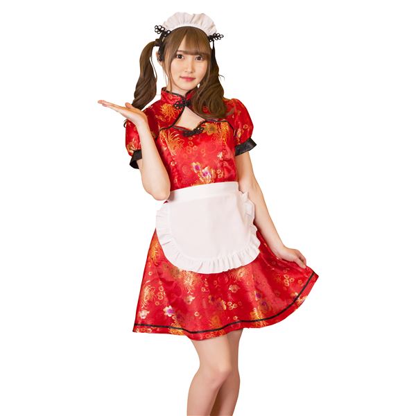 [コスプレ衣装/コスチューム] ロイヤルチャイナ チャイナメイド レッド
