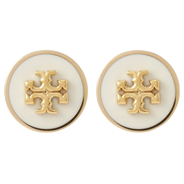 ピアス ダブルT ロゴ KIRA ENAMEL CIRCLE-STUD EARRING 90547 700 キラ サークル スタッド ゴールド アイボリー