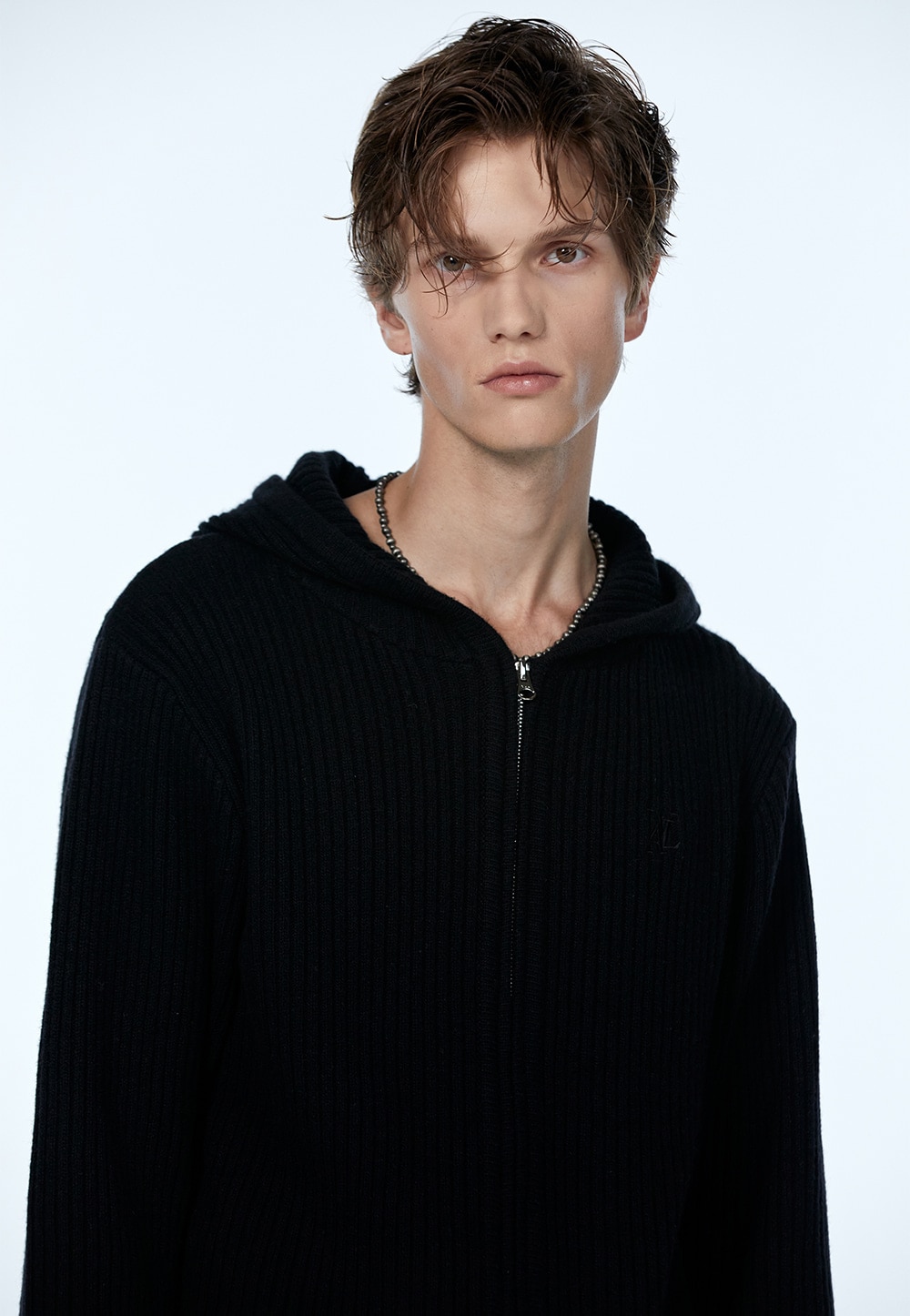 【WOOALONG】 SIGNATURE HOOD KNIT ZIP-UP : BLACK 15,124円