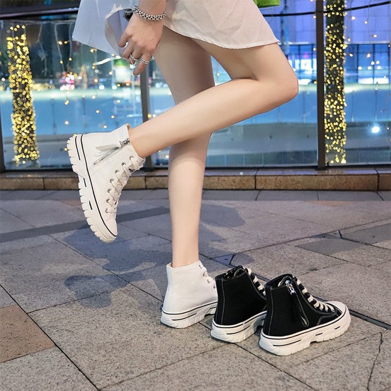 春のマーティンブーツ女性2022厚底増加学生流行の靴カジュアル英国スタイル韓国のハイトップスニーカー 【数量限定】 格安販売中