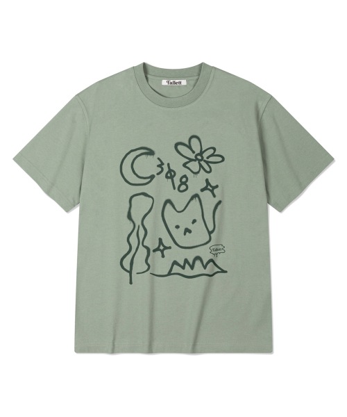 ファレットドローイングネロショートスリーブ T シャツミント