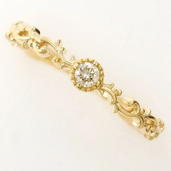 K10 10金 YG イエローゴールド リング 指輪 10号 ダイヤ 0.05 ジュエリー 中古