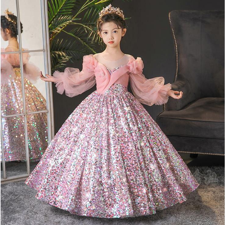 新しい秋のスタイル 女の子 チュールドレス フォーマル ワンピース ロングドレス プリンセスドレス カラードレス 子供ドレス ピアノ発表会 パーティードレス 誕生日 結婚式 演奏会 211 Qポイント