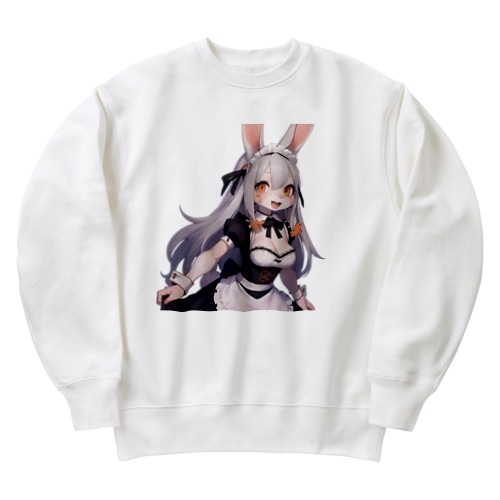 【文字入れ可能受注生産】白うさぎの女の子　メイド　ケモナー ヘビーウェイトスウェット