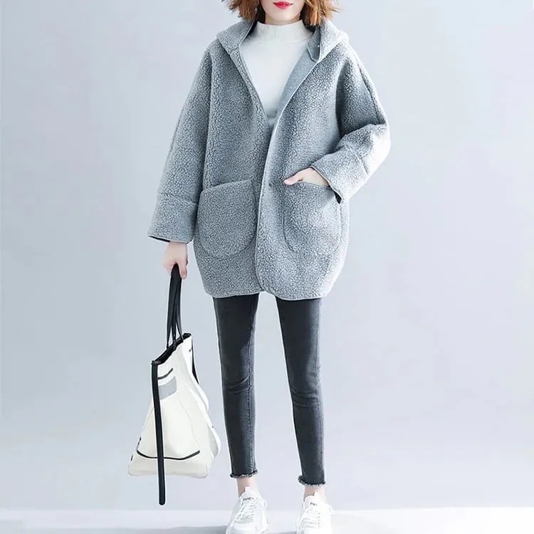 アウター 上着 コート フーデッドコート ミドル丈 チュニック丈 ボックスシルエット オーバーサイズ