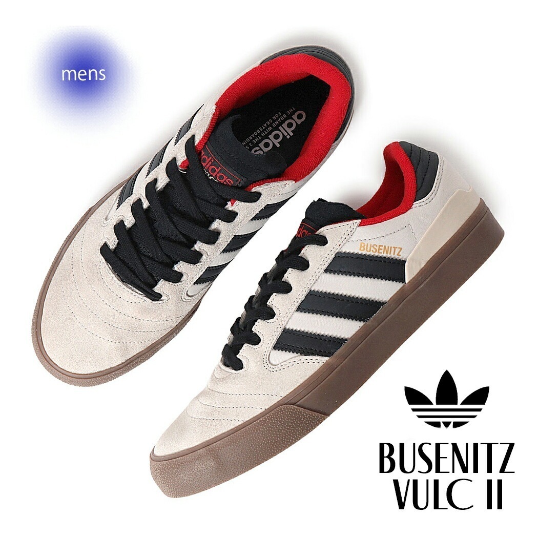 海外限定 adidas アディダス ブゼニッツ バルク 2 スニーカー BUSENITZ VULC II CORE BLACK/GUM 日本未発売 ホワイト 白 ブラック ガムソール JQ103