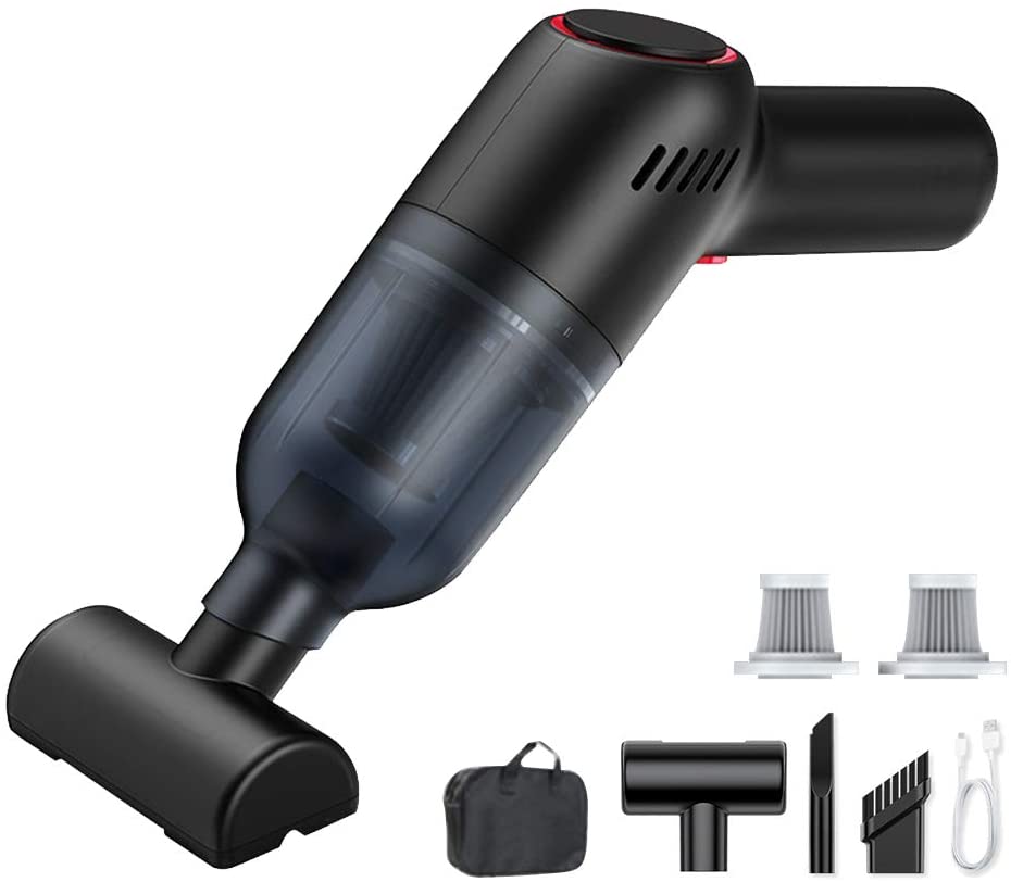 【本日限定価格】 Ranbow 黒 静音 車/家庭用 ミニ ハンディクリーナー 強力吸引 コードレス