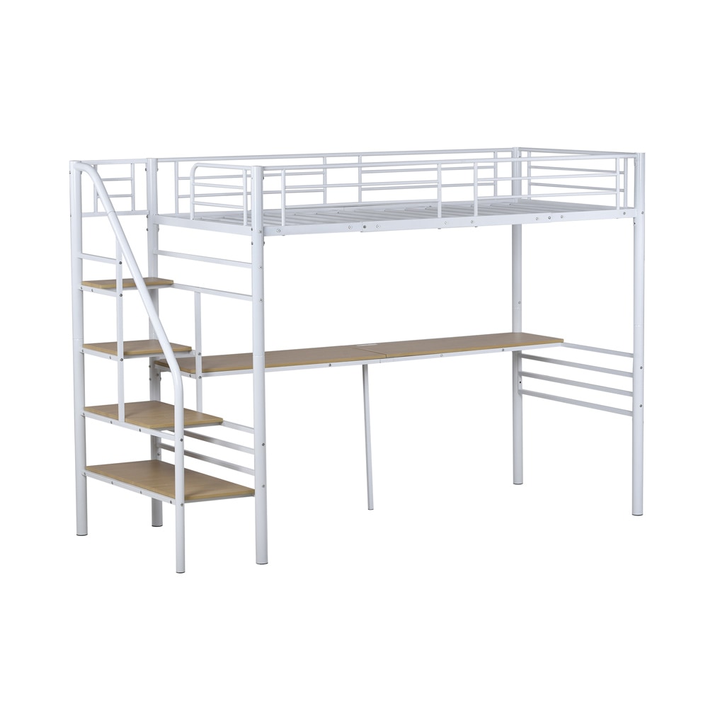 ロフトベッド 階段付き パイプベッド シングル コンセント付き 大人 子供 スチール 耐震 ベッド シングル パイプベッド パイプ 高さ170.5cm 耐荷重150kg 収納付き 意匠登録済 シンプル