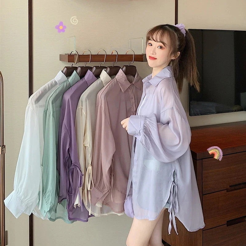 【20点セット】【急速出荷】ブラウスシフォンブラウス UVカット Tシャツ 春夏 ゆったりUVカット カーディガン シフォンブラウス 薄 日焼け防止 シャツ トップス 韓国ファッション