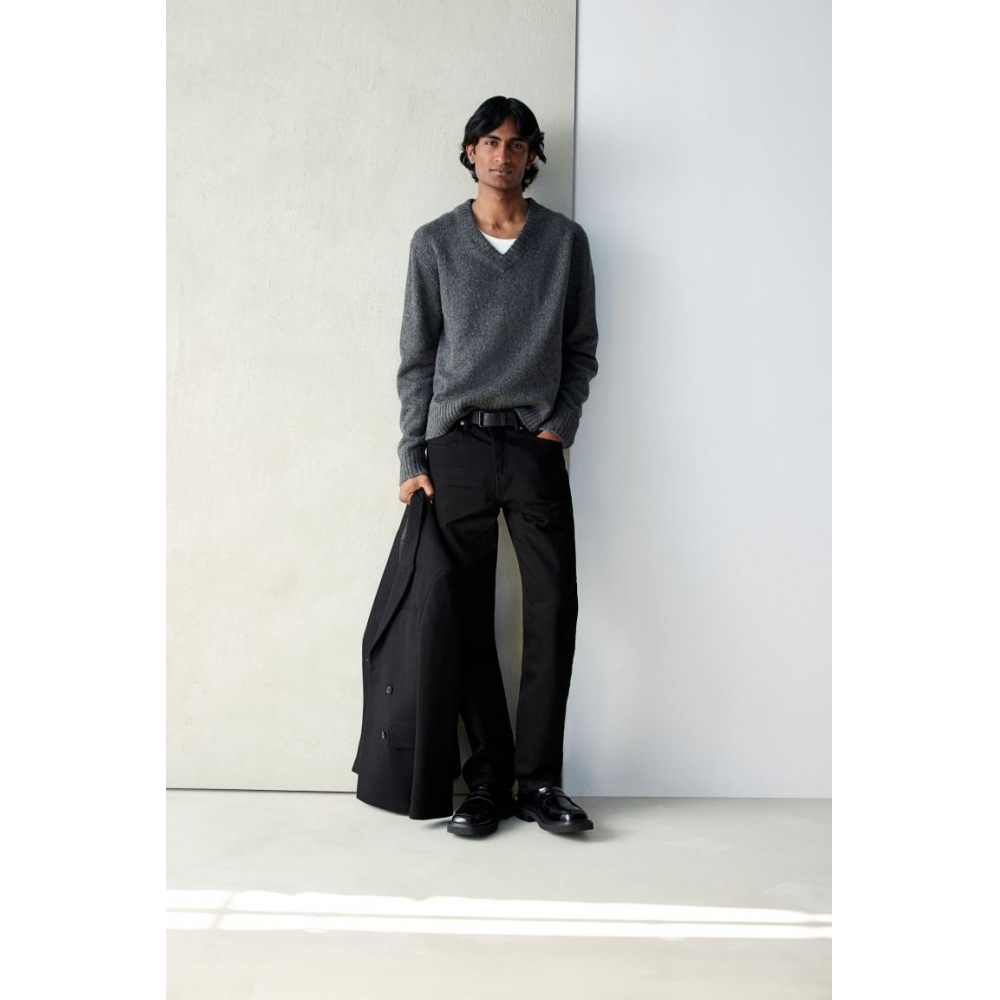 H&M レギュラーフィット Vネックセーターダークグレー