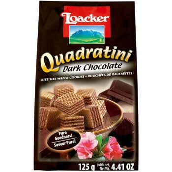 ロアカー　クワドラティーニ　ウエハース　ダークチョコレート　125g　12セット