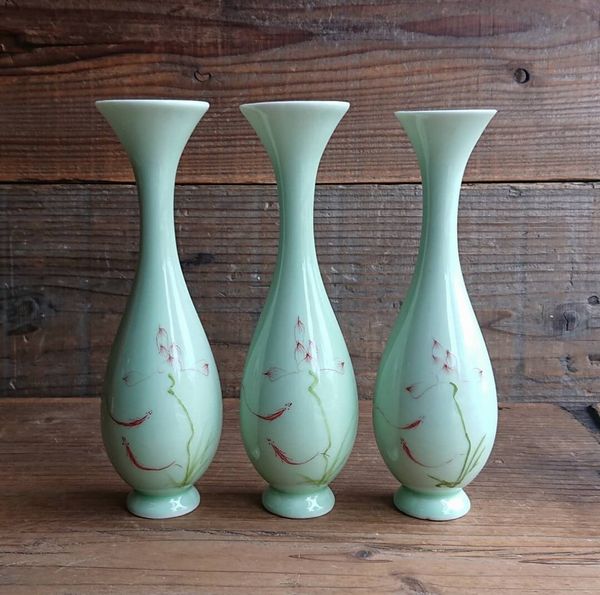 花瓶 花器 フラワースタンド インテリア雑貨 家具 インテリア 龍泉 青磁 一輪挿し 反口瓶 めだか