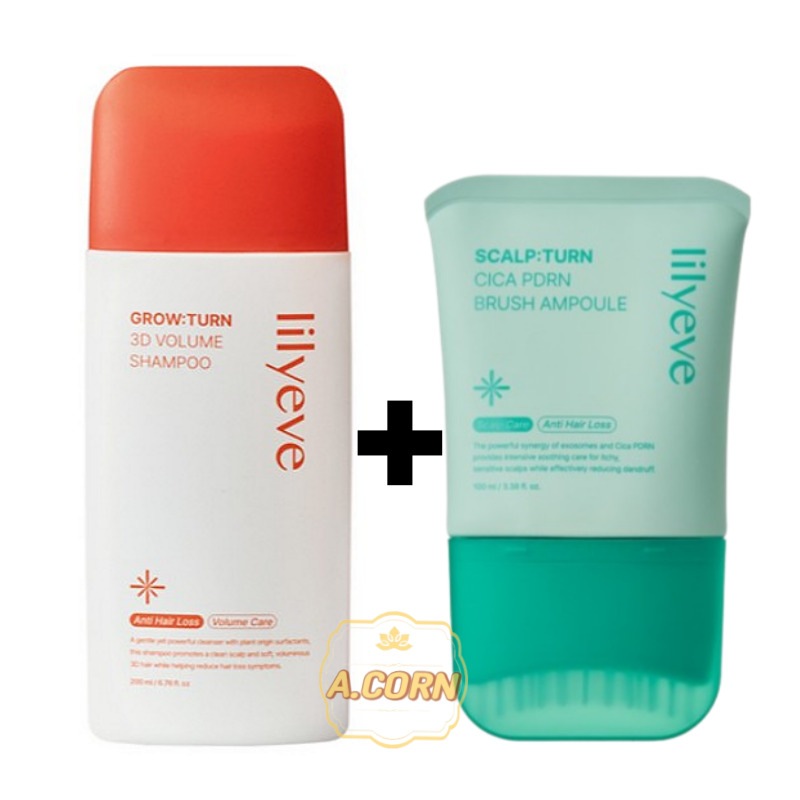 [ヘアケアセット]3Dボリュームシャンプー200ml +スカルプターンヘアアンプル100ml/シカPDRN/シャンプー /抜け毛ケア/脱毛ケアアンプル/頭皮ケア/抜け毛ケアアンプル/韓国コスメ/グロー