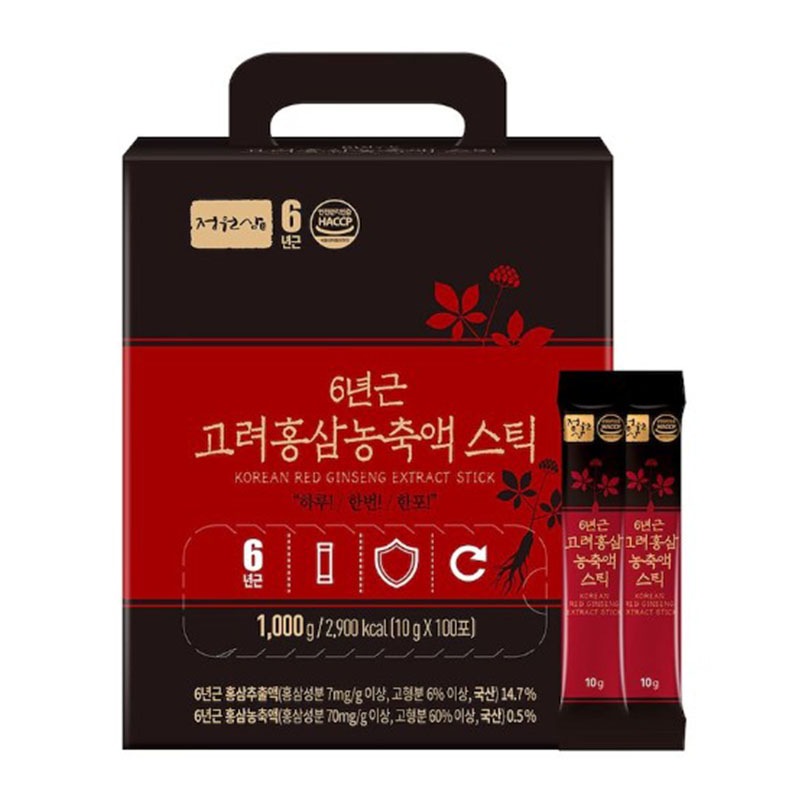 6年根 高麗紅参 濃縮液スティック 10g x 100包[大容量] 手軽に絞って食べるスティックタイプ