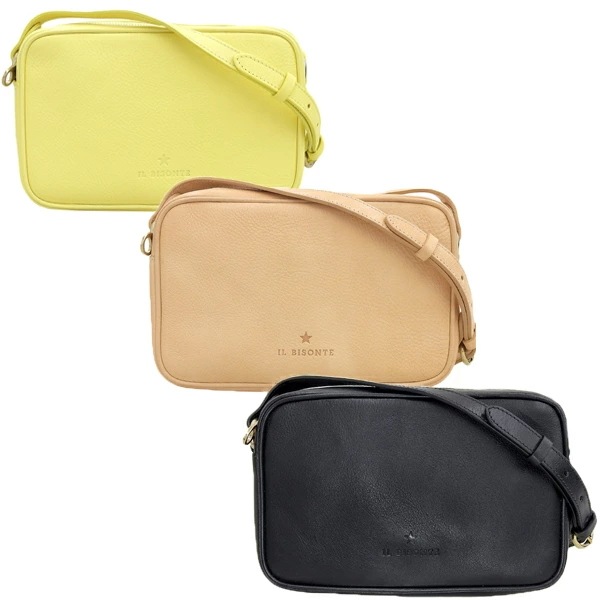 レザー クロスボディ ショルダー バッグ OLIVETA CROSSBODY NERO NATURALE MIMOSA