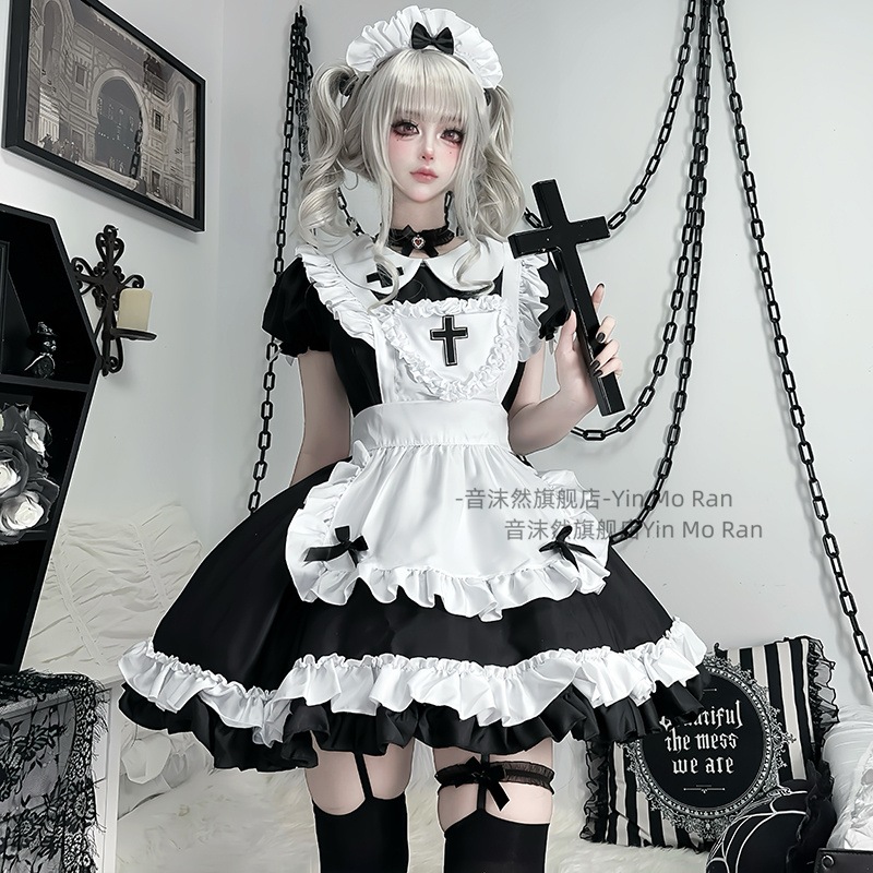 コスプレ　ハロウィン正規品販売クロスメイド服コスプレ衣装女性暗黒ゴシックcos服にほんこくメイドlolita