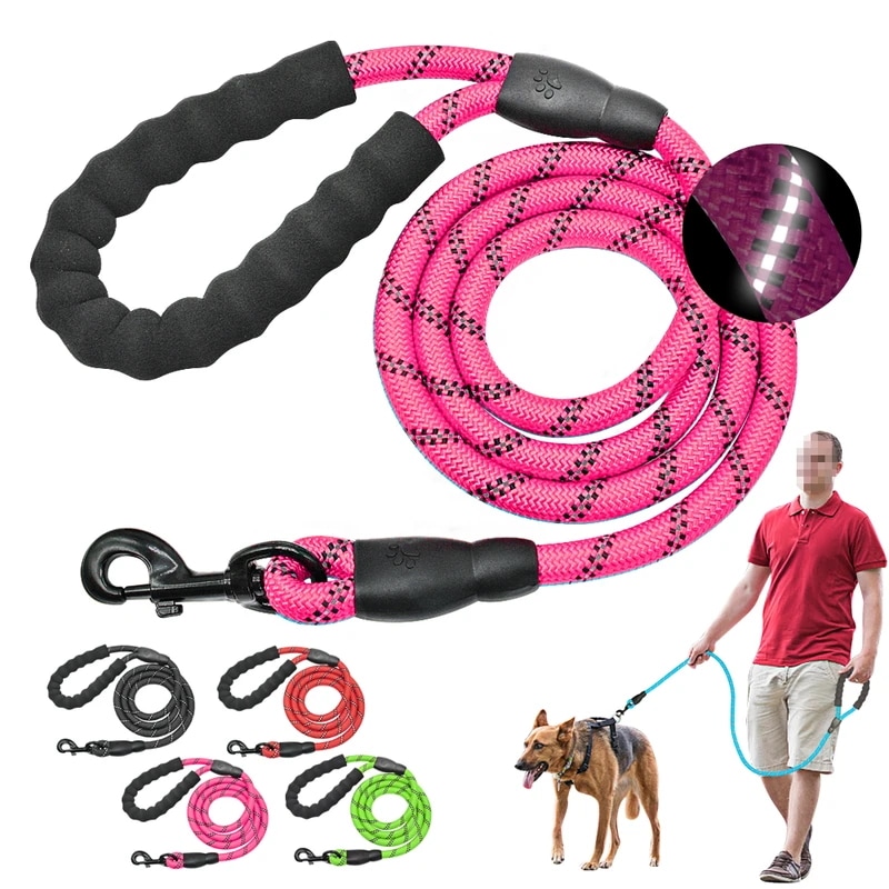 犬用の反射型ナイロンベルト,小,子犬用,長さ150cm,頑丈,青,ピンク,緑,黒