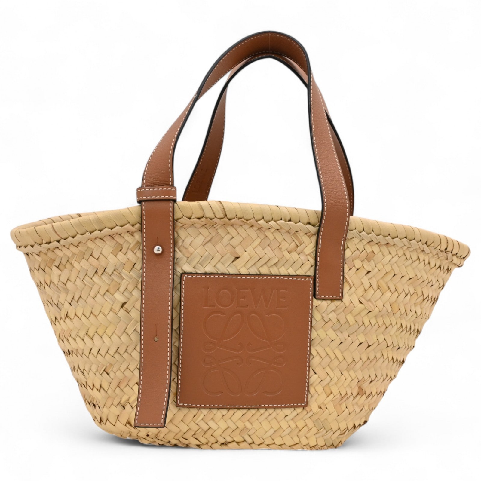 ロエベ バスケットバッグ かごバッグ ベージュ×ブラウン Bランク lo7847bd