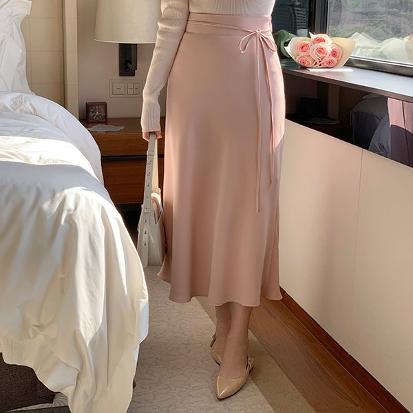 リボンマーメイドロングスカート sk6885