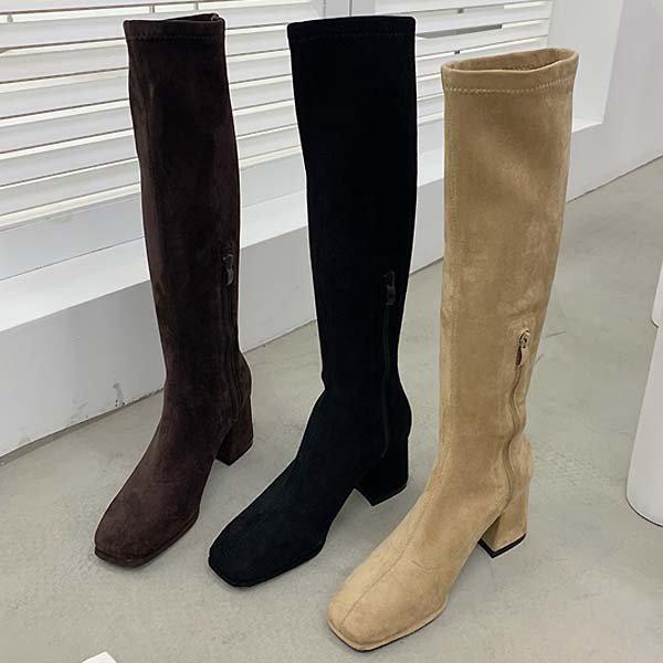 スクエアスエードハーフジップ女性用アンクルロングブーツ5cm rumt866_P352959451